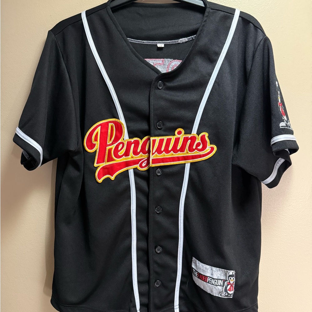 Faded‎ Penguin Penguins Baseball Jersey Black Artie 09 M Embroidered